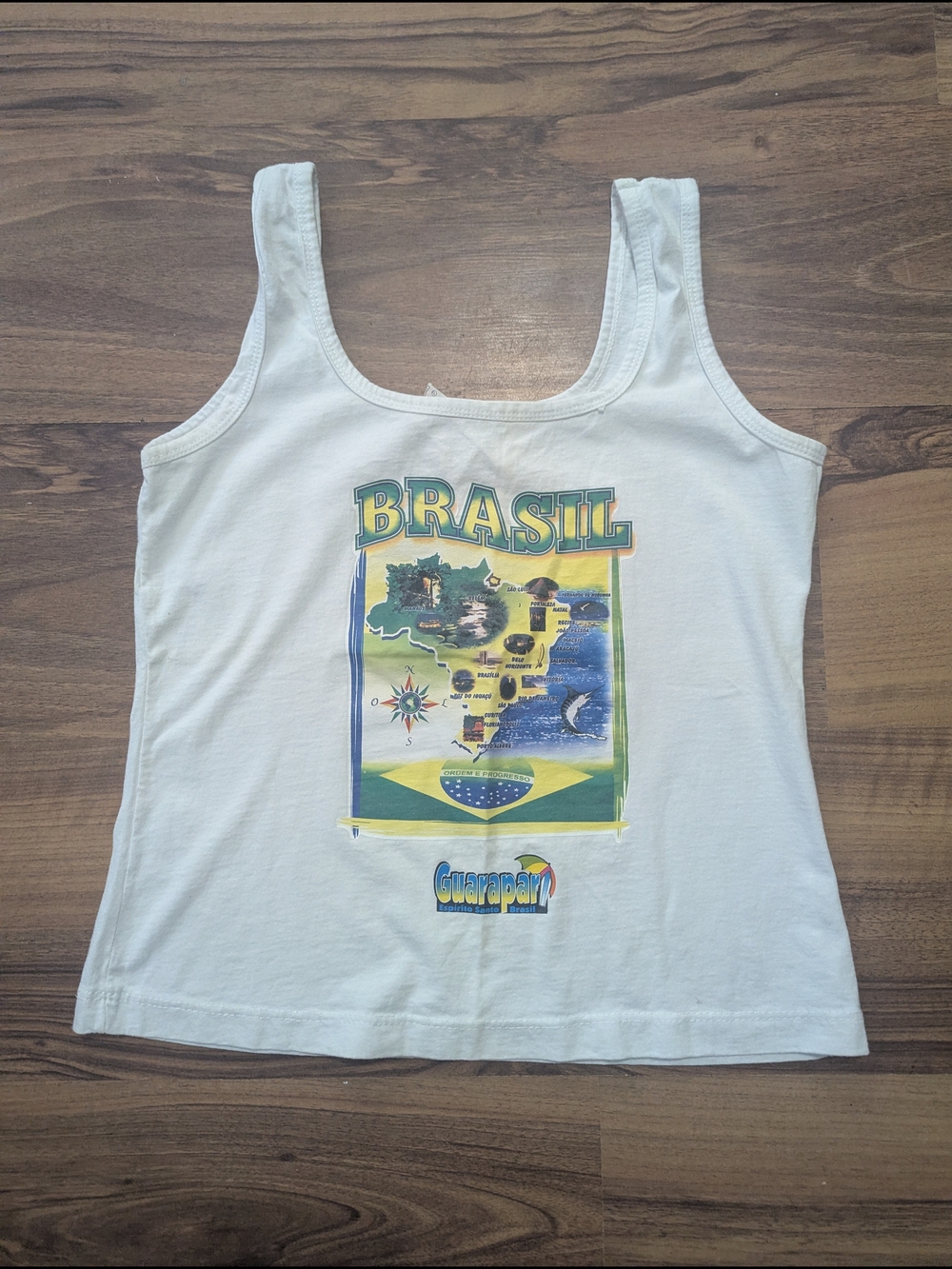 Brasil Graphic White Tank Top
